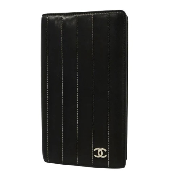 CHANEL Handbags - CHANEL Mademoiselle Coco Mark Logo Stripe Long  Leather Wallet w/COA
